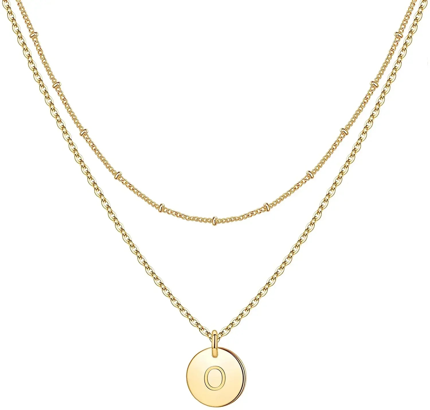 Mivah Twin Charm Necklace Initial – Elegant 18K Gold Layered Design