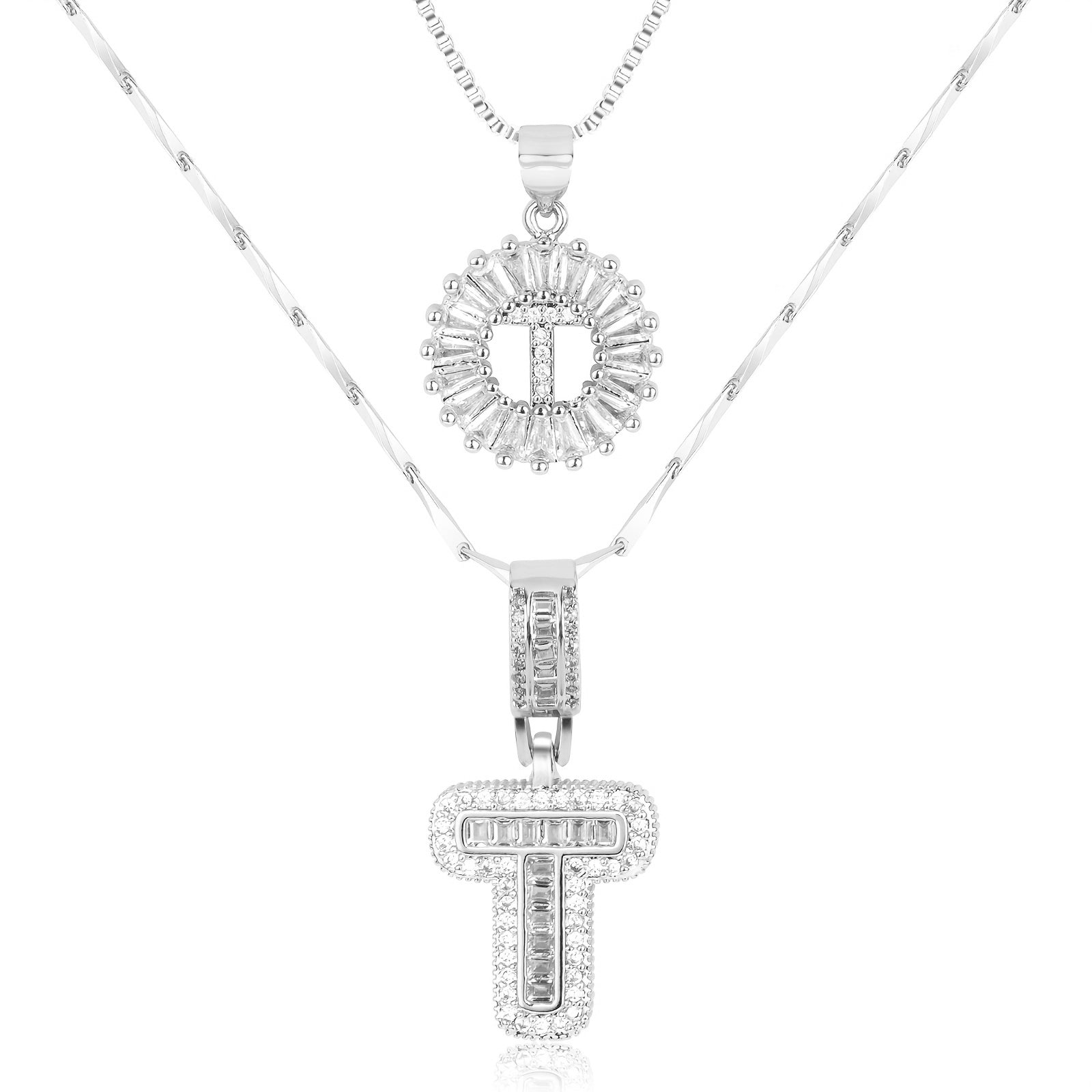 Zircon Duo Initial Necklace