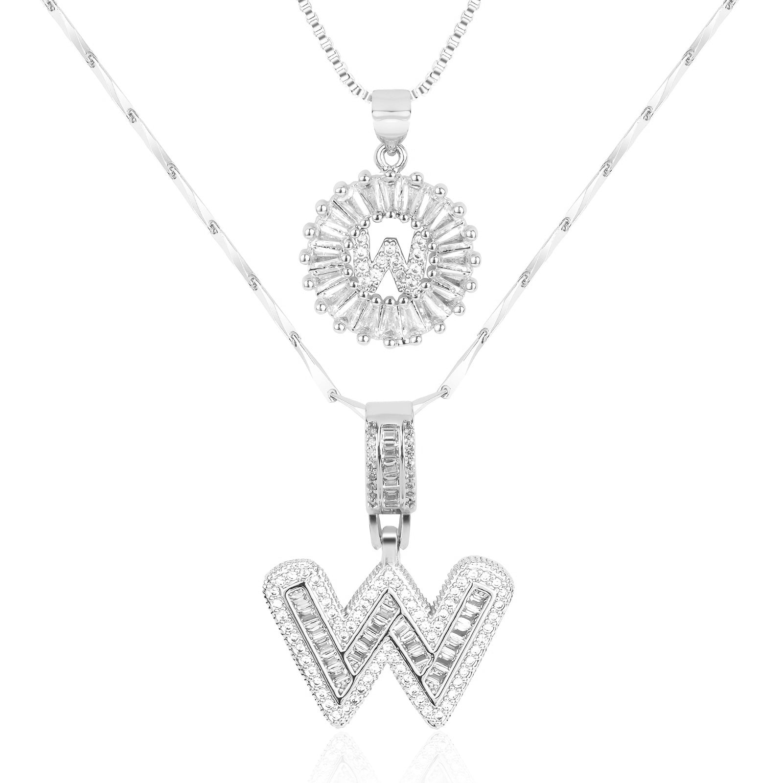 Zircon Duo Initial Necklace
