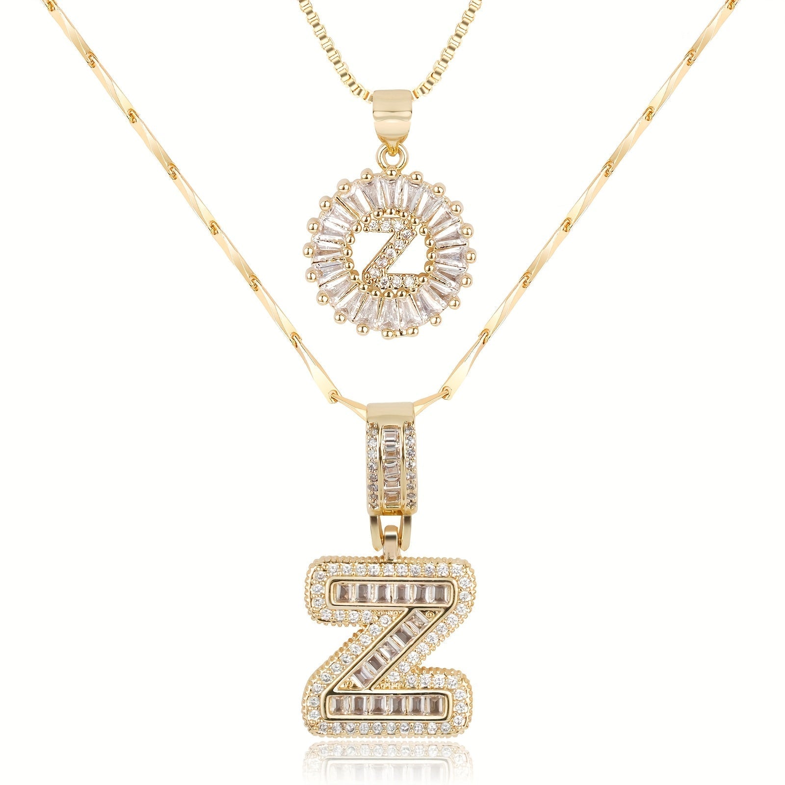 Zircon Duo Initial Necklace