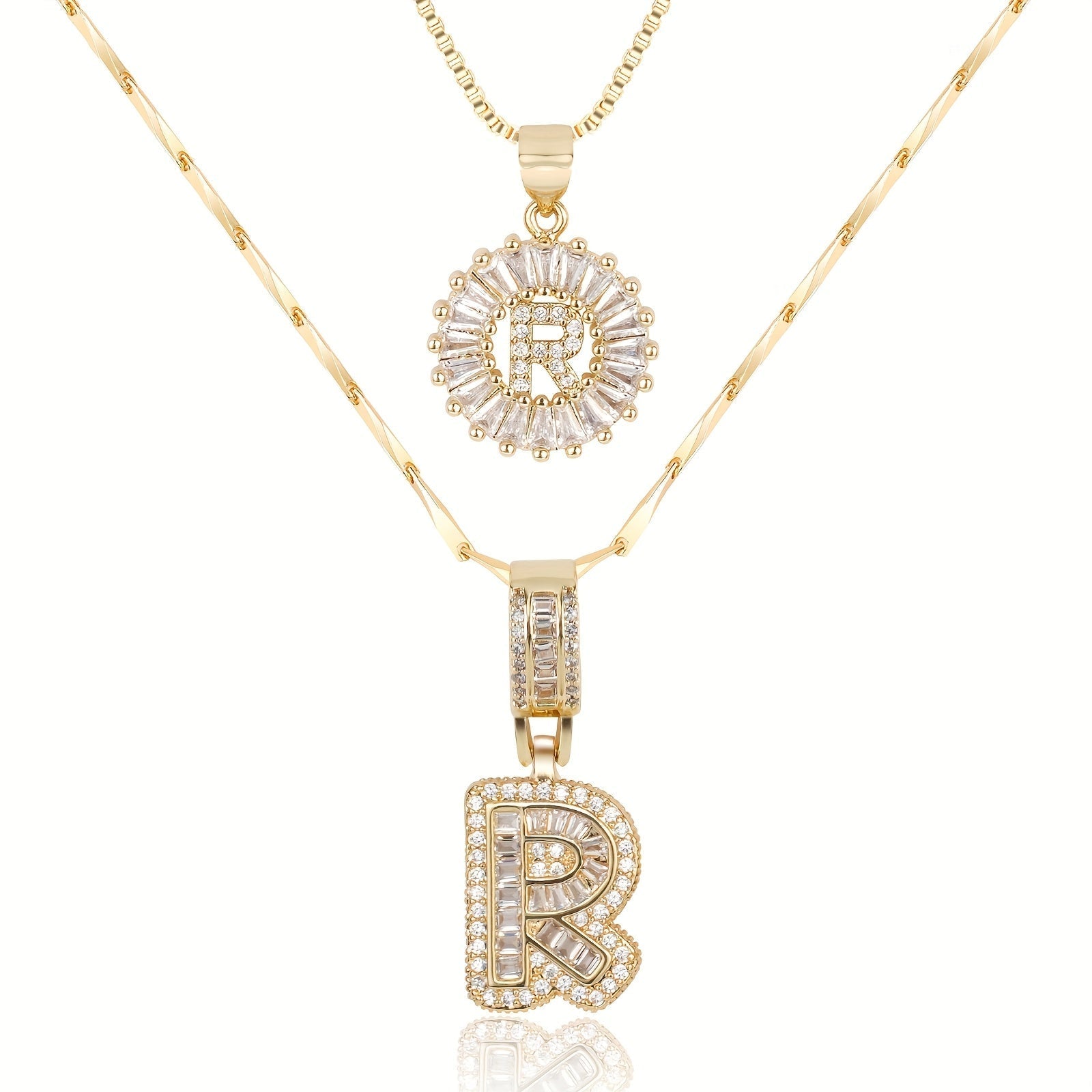 Zircon Duo Initial Necklace