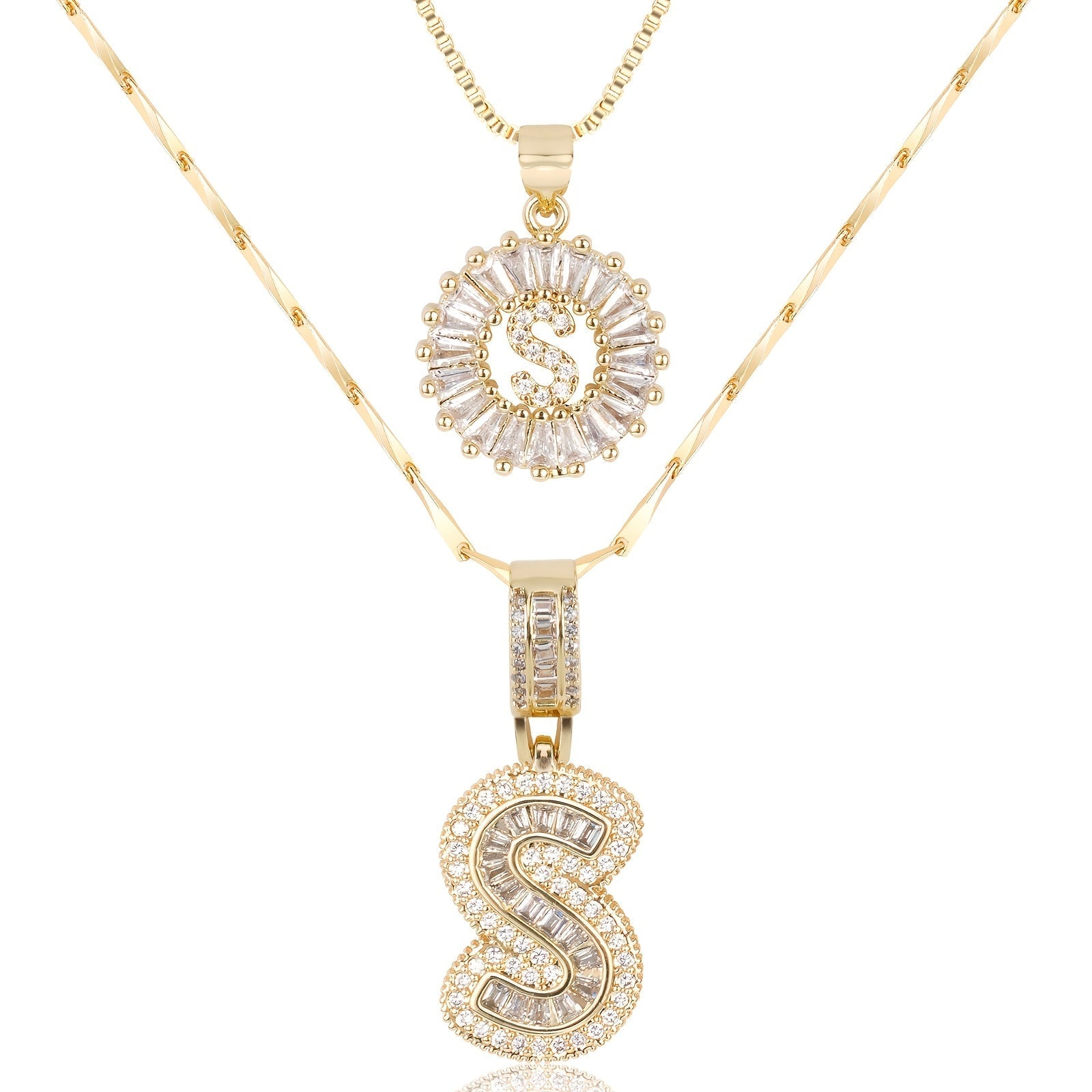 Zircon Duo Initial Necklace