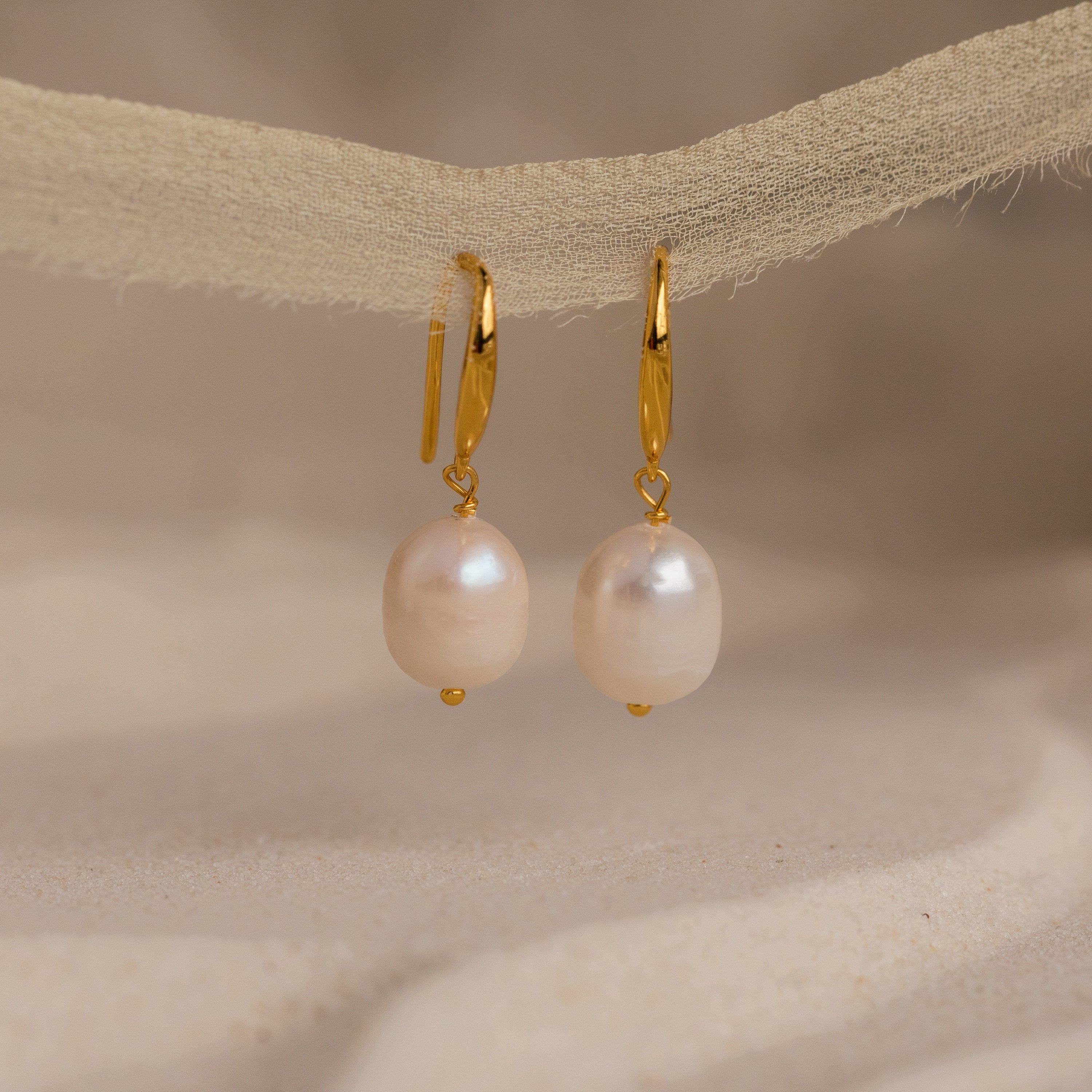 Pearl Drop Chandelier Earrings – 18K Gold, Waterproof & Hypoallergenic