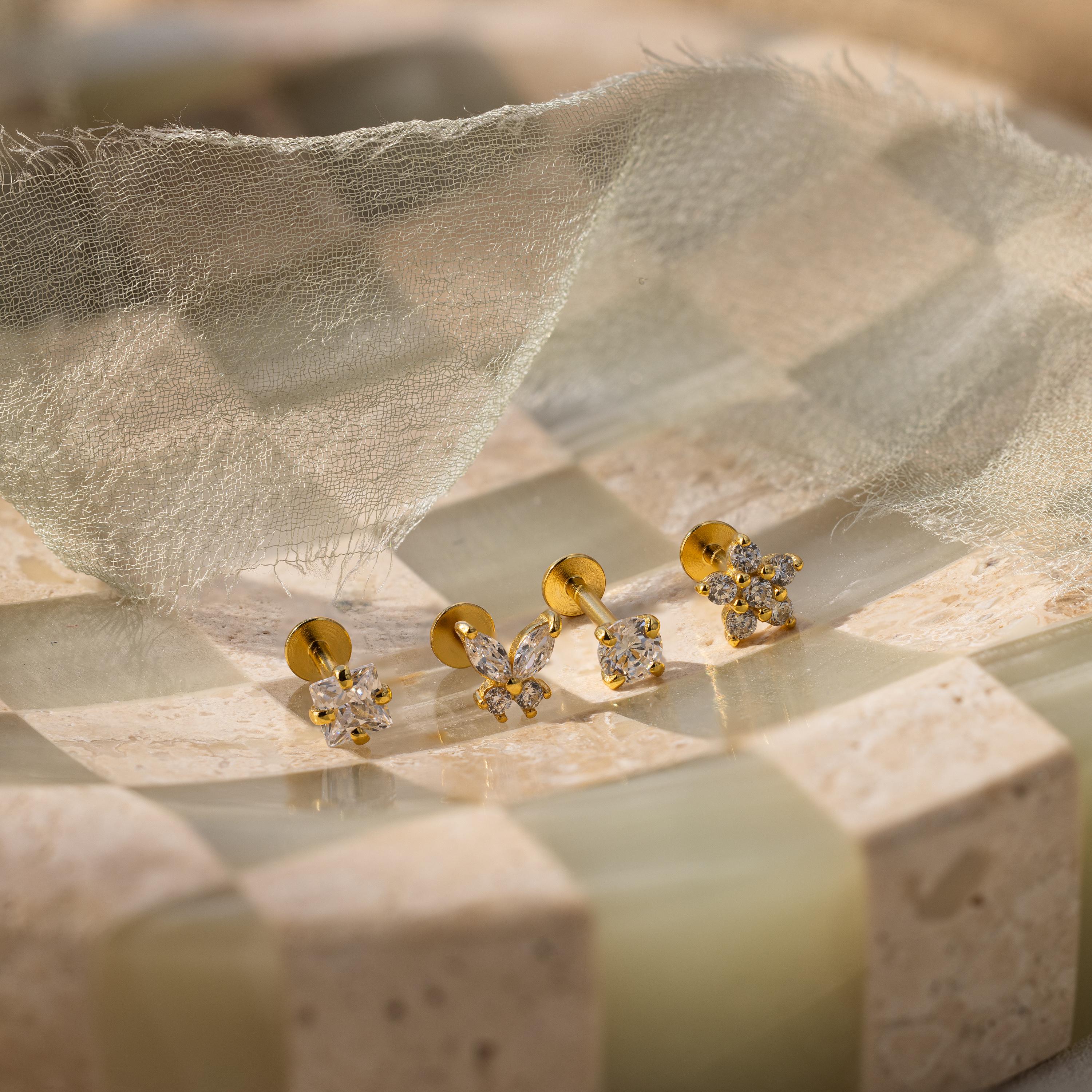 Halo Pave Set Earrings – 18K Gold, Waterproof & Hypoallergenic