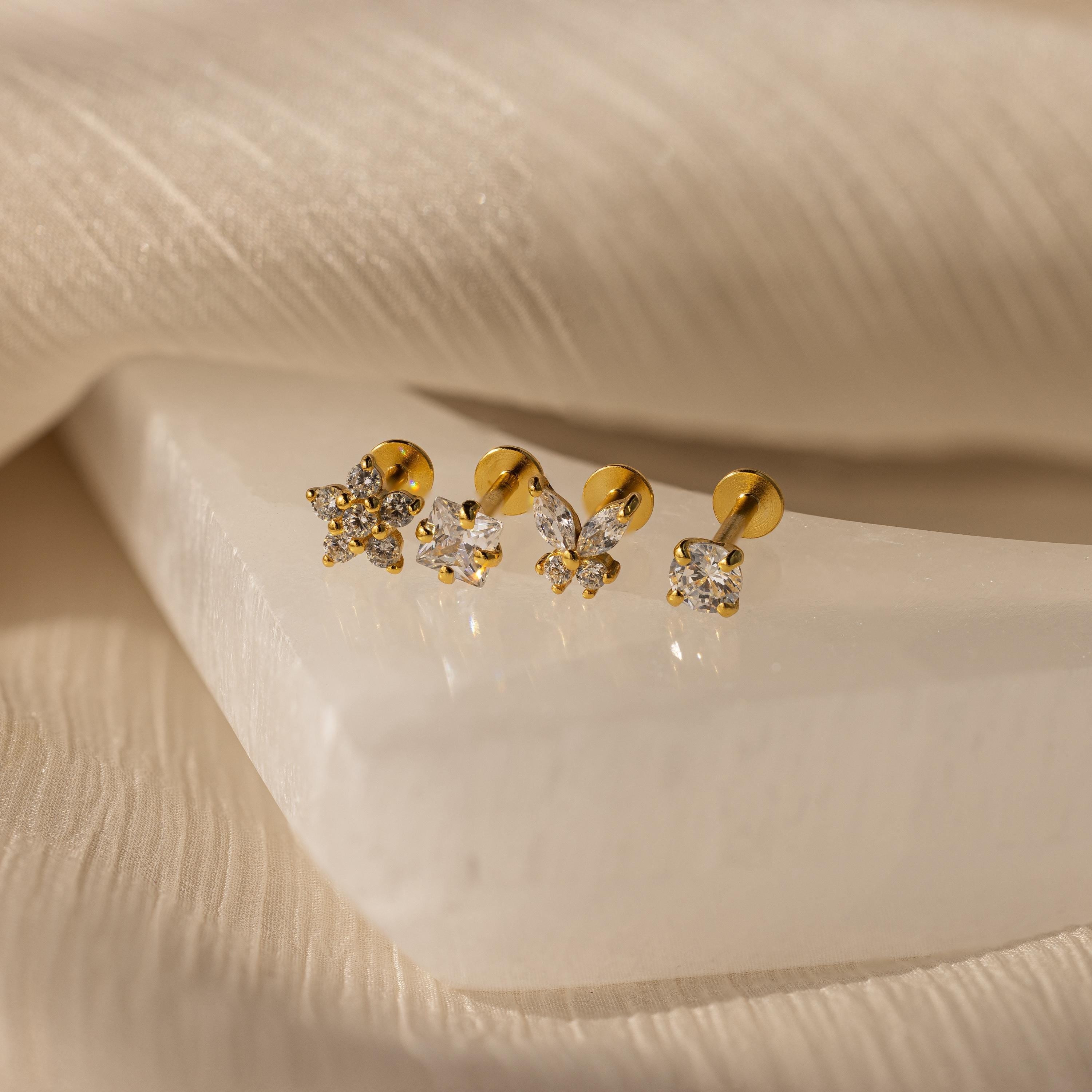 Halo Pave Set Earrings – 18K Gold, Waterproof & Hypoallergenic